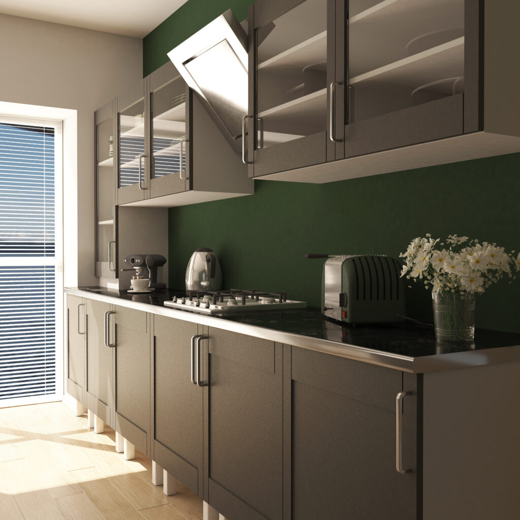 render of 3d contemporary kitchen